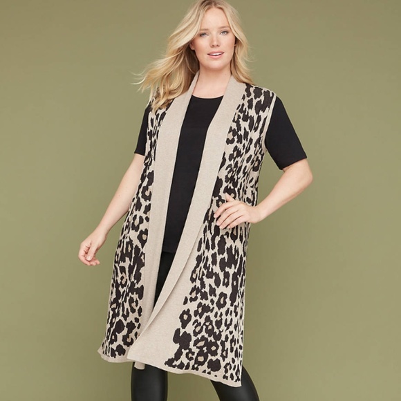Lane Bryant Jackets & Blazers - Lane Bryant Leopard Jaquard Sweater vest duster Lane Bryant Jackets & Blazers - Lane Bryant Leopard Jaquard Sweater vest duster